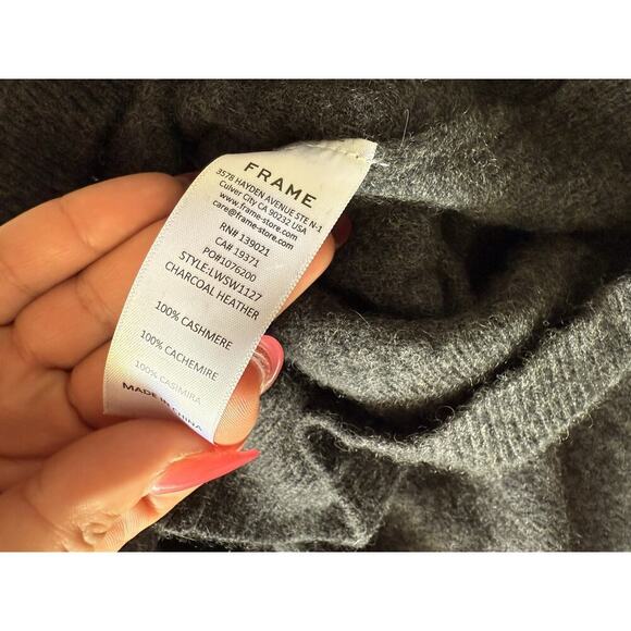 Frame Frankie Ruched Mélange Cashmere Sweater Grey Small Crew - Picture 10 of 13